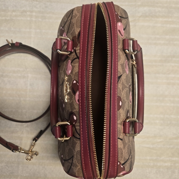 Coach Cherry Pattern Satchel - Brown and Pink - Picture 5 of 16